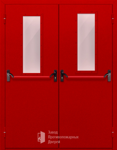 Фото двери «Двупольная с стеклом и антипаникой (красная)» в Перми