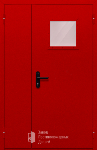 Фото двери «Полуторная со стеклопакетом (красная)» в Перми