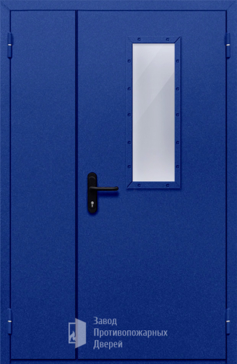Фото двери «Полуторная со стеклом (синяя)» в Перми