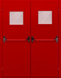 Фото двери «Двупольная со стеклопакетом и антипаникой (красная)» в Перми