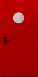 Фото двери «Однопольная с круглым стеклом (красная)» в Перми