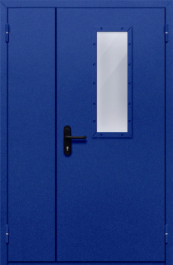 Фото двери «Полуторная со стеклом (синяя)» в Перми