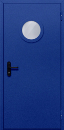 Фото двери «Однопольная с круглым стеклом (синяя)» в Перми