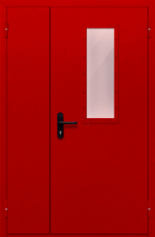 Фото двери «Полуторная со стеклом (красная)» в Перми
