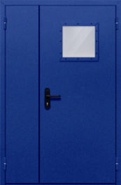 Фото двери «Полуторная со стеклопакетом (синяя)» в Перми